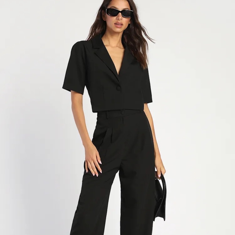 LULUS Black Cropped Short Sleeve Blazer - Picture 6 of 9